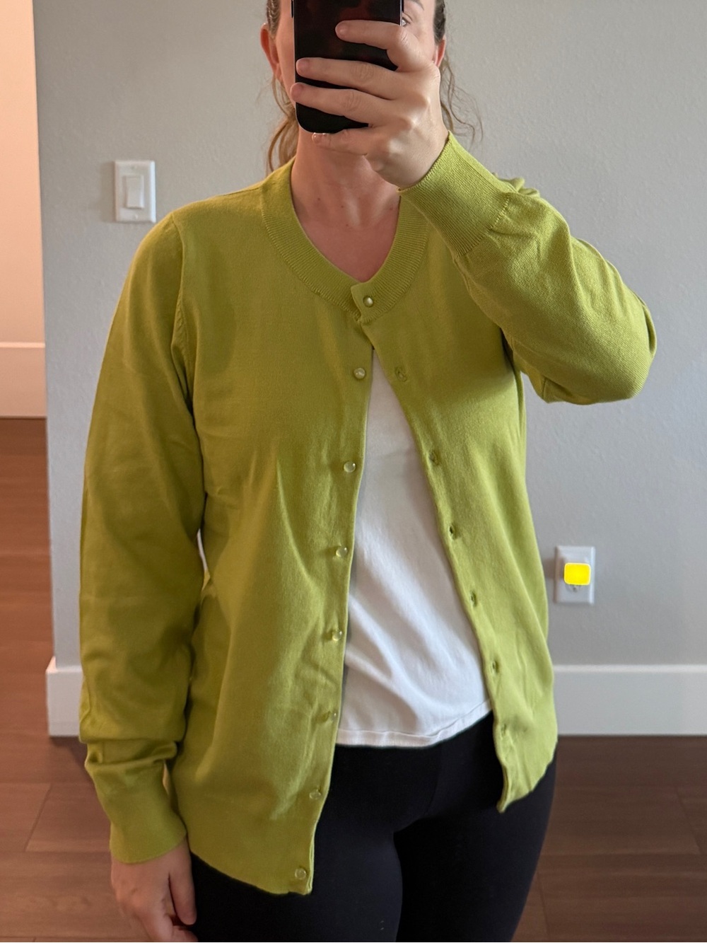 Lime Green Button-Up Cardigan